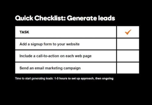 Small Business Online Checklist Generate Leads